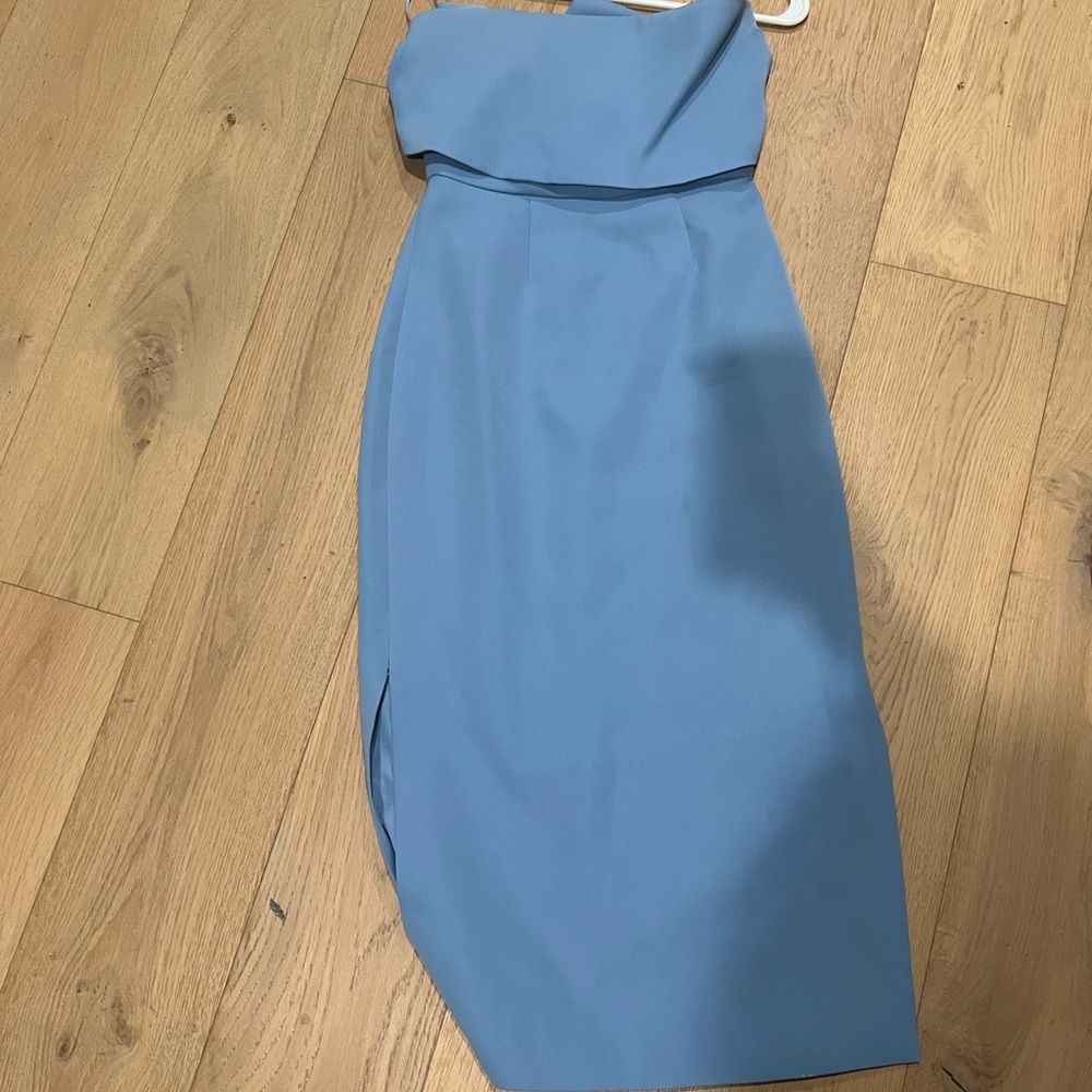 C/MEO Collective Strapless Blue Midi Dress
